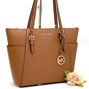 Michael Kors Large Charlotte Tote Bag Luggage Leather Luggage (NWT)